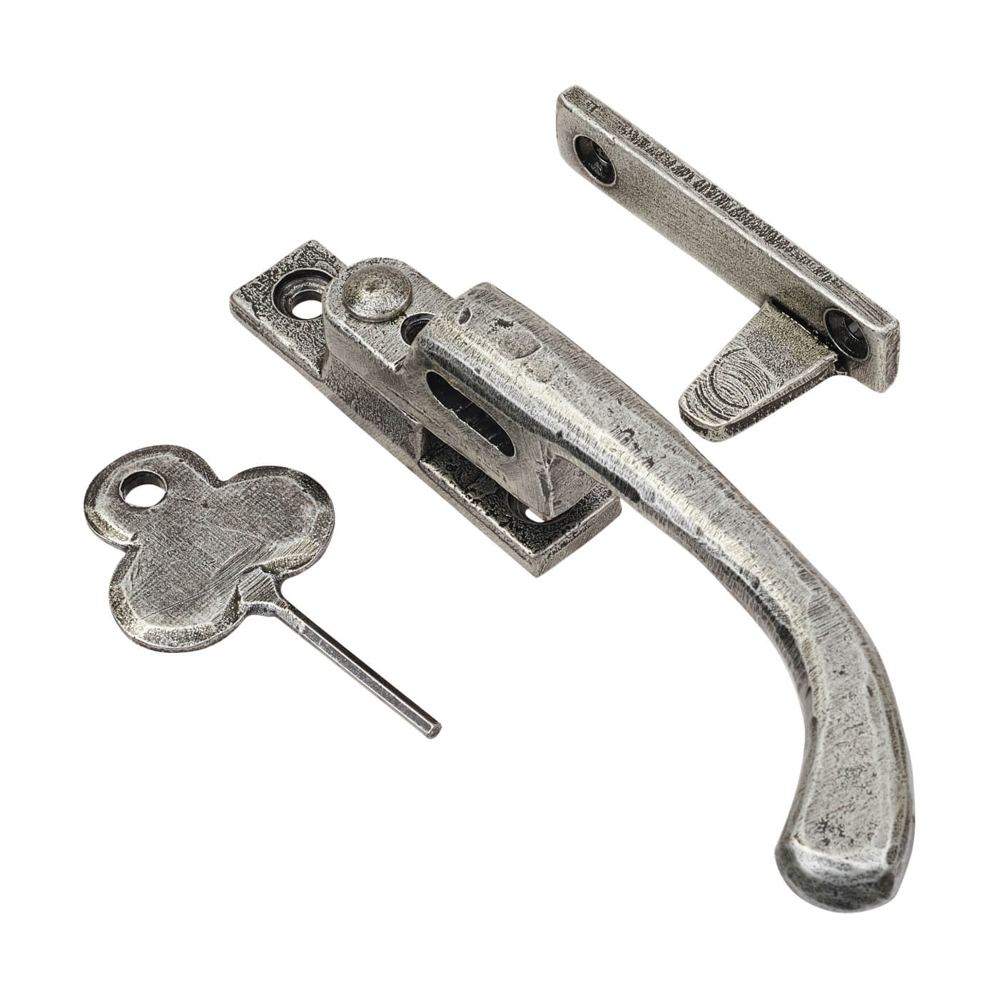 Pear Drop Locking Night Vent Casement Window Fastener - Left Hand - Pewter - view 2