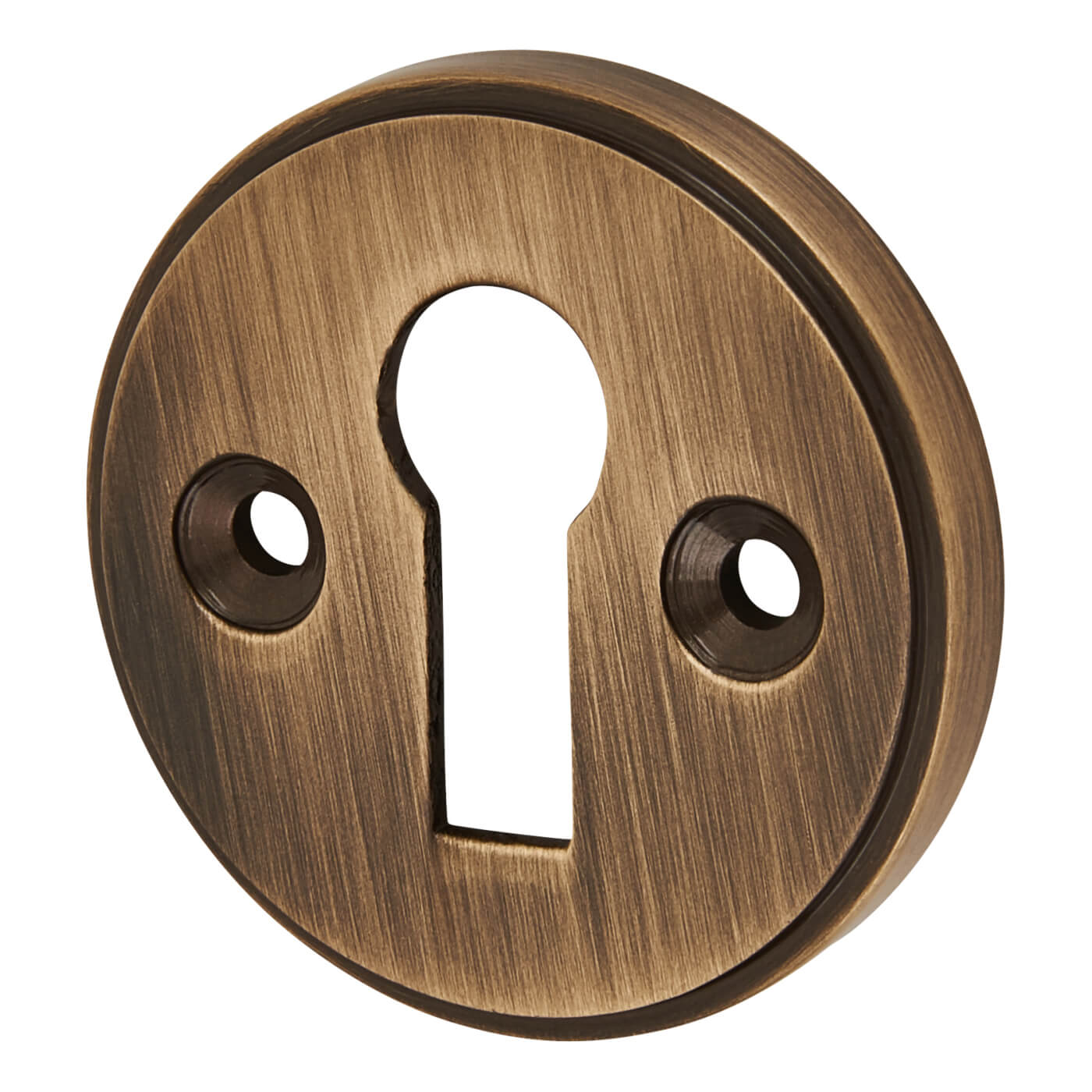 Escutcheon - 40mm Diameter - Keyhole - Antique Brass - view 2