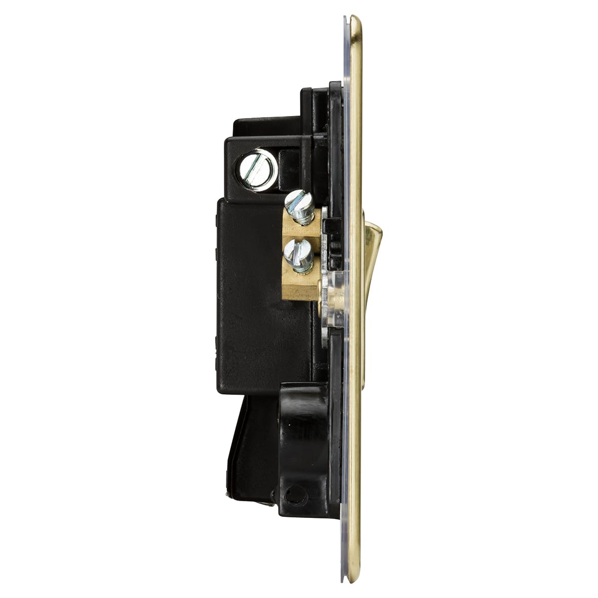 13A 1 Gang Flat Plate Switched Fused Spur - Brushed Brass - view 3