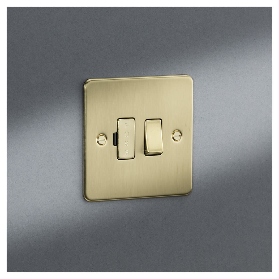 13A 1 Gang Flat Plate Switched Fused Spur - Brushed Brass - view 4