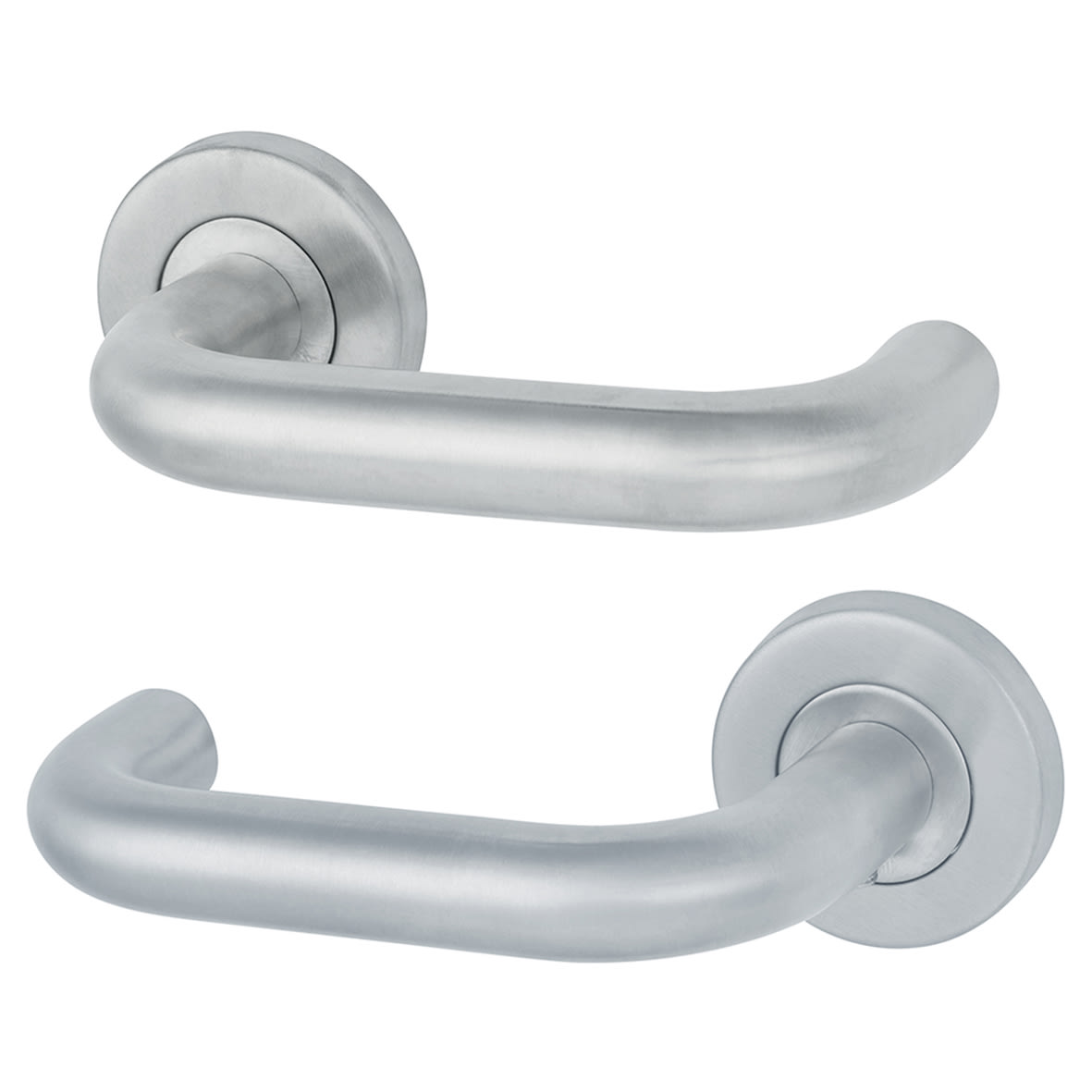 Satin Stainless Steel 19mm Return to Door Handles on Round Rose - view 2