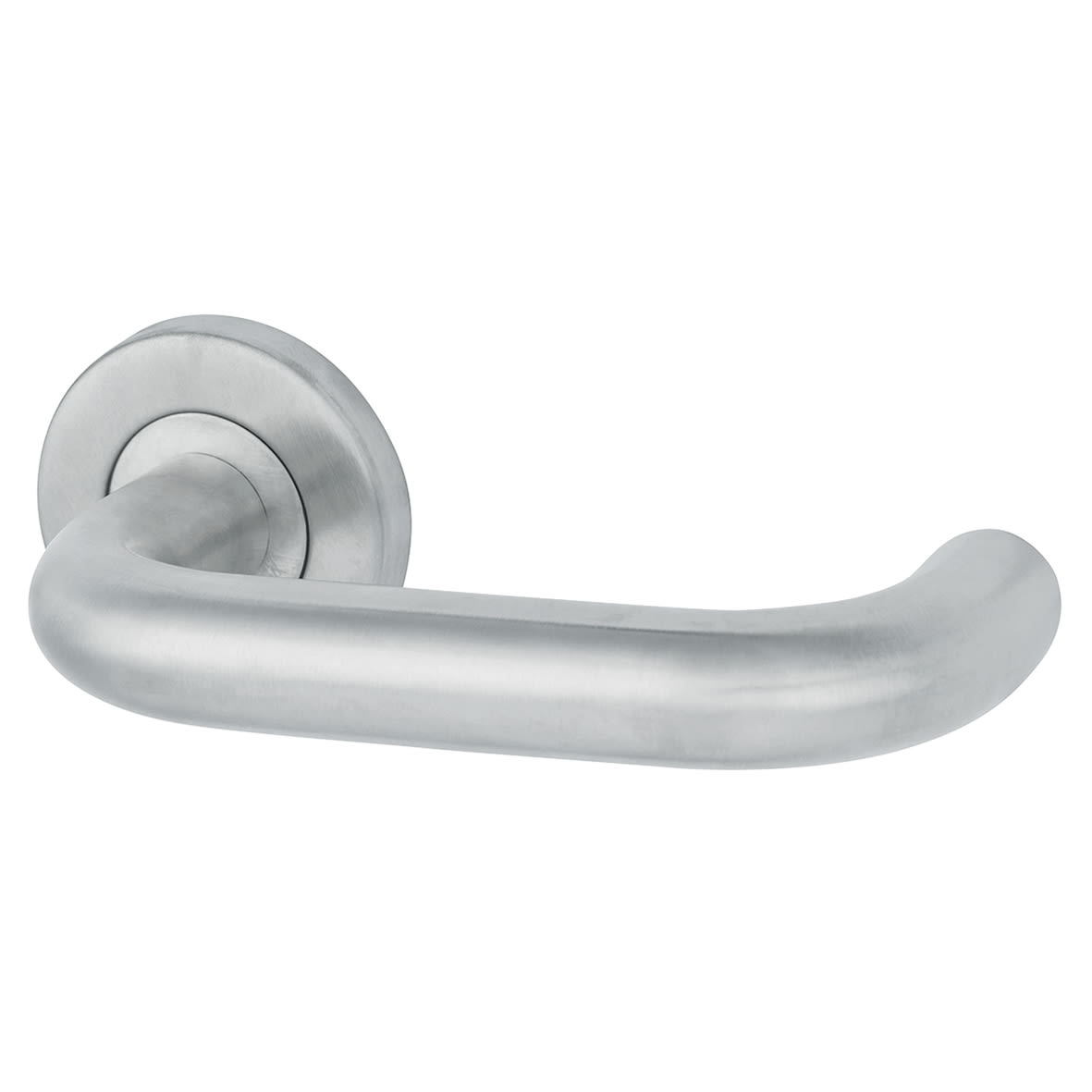 Satin Stainless Steel 19mm Return to Door Handles on Round Rose - view 3