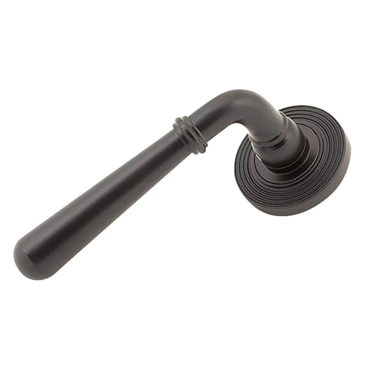 Aged Bronze Door Handles on Round Beehive Rose - Newbury Range - view 2