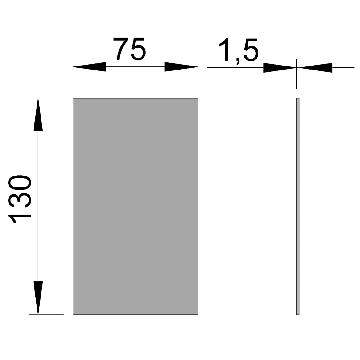 VetroMount Stick On End Cap for Top Mount Profile -130 x 75mm - Anodised Aluminium - view 2