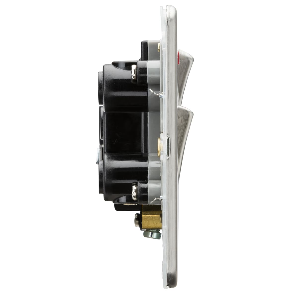 45A 2 Gang DP Cooker Switch & 13A Switched Socket with Neon - Brushed Chrome/Grey - view 2