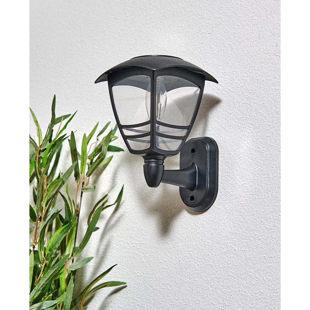 Forum Zink Cadeby LED Solar Outdoor Wall Lantern Light - IP44 - 3000K Warm White - Black - view 3