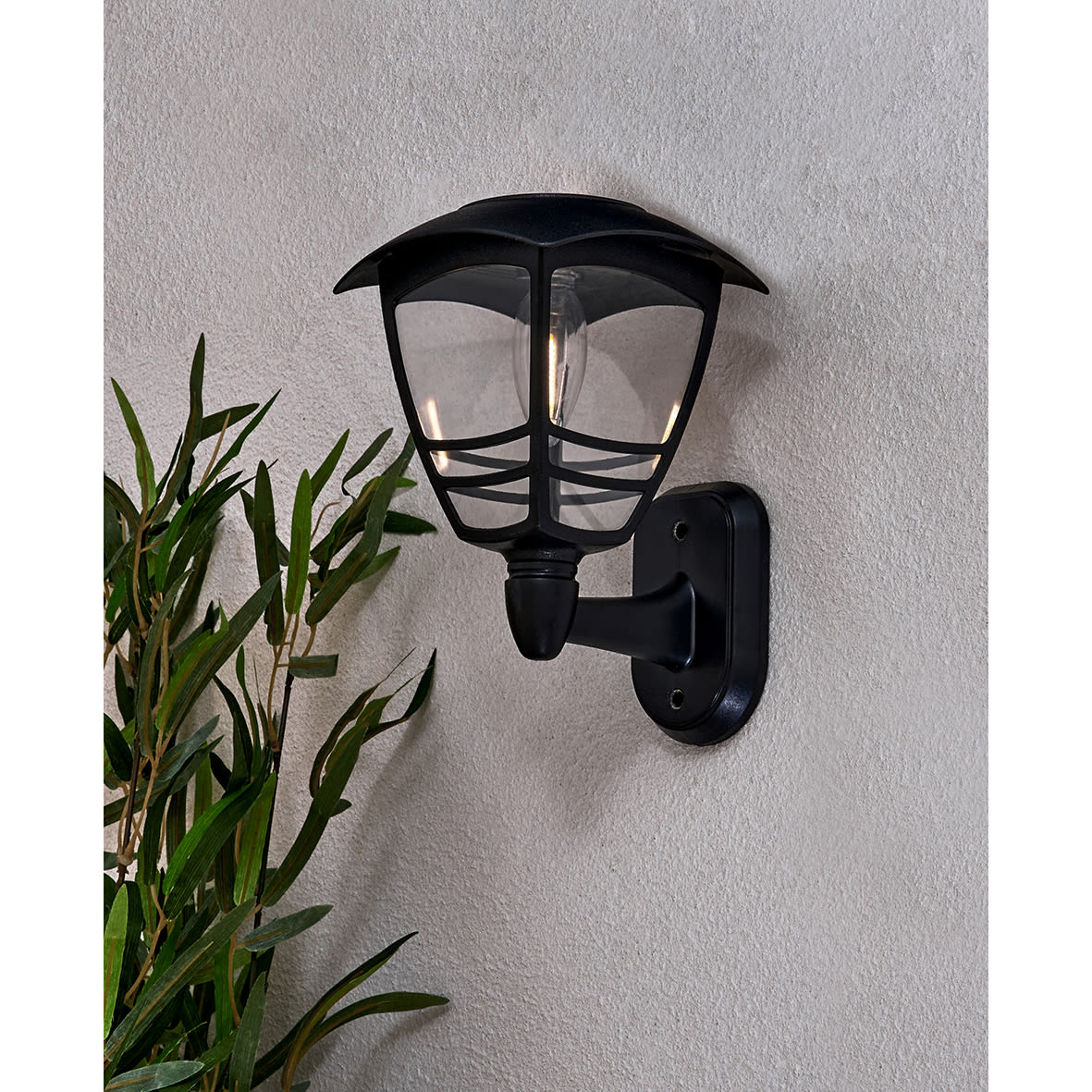 Forum Zink Cadeby LED Solar Outdoor Wall Lantern Light - IP44 - 3000K Warm White - Black - view 4
