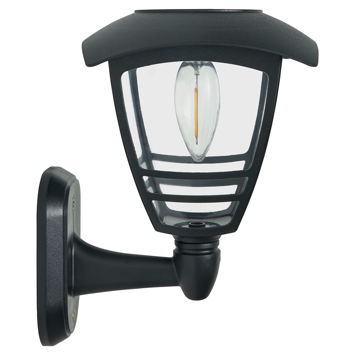 Forum Zink Cadeby LED Solar Outdoor Wall Lantern Light - IP44 - 3000K Warm White - Black - view 5