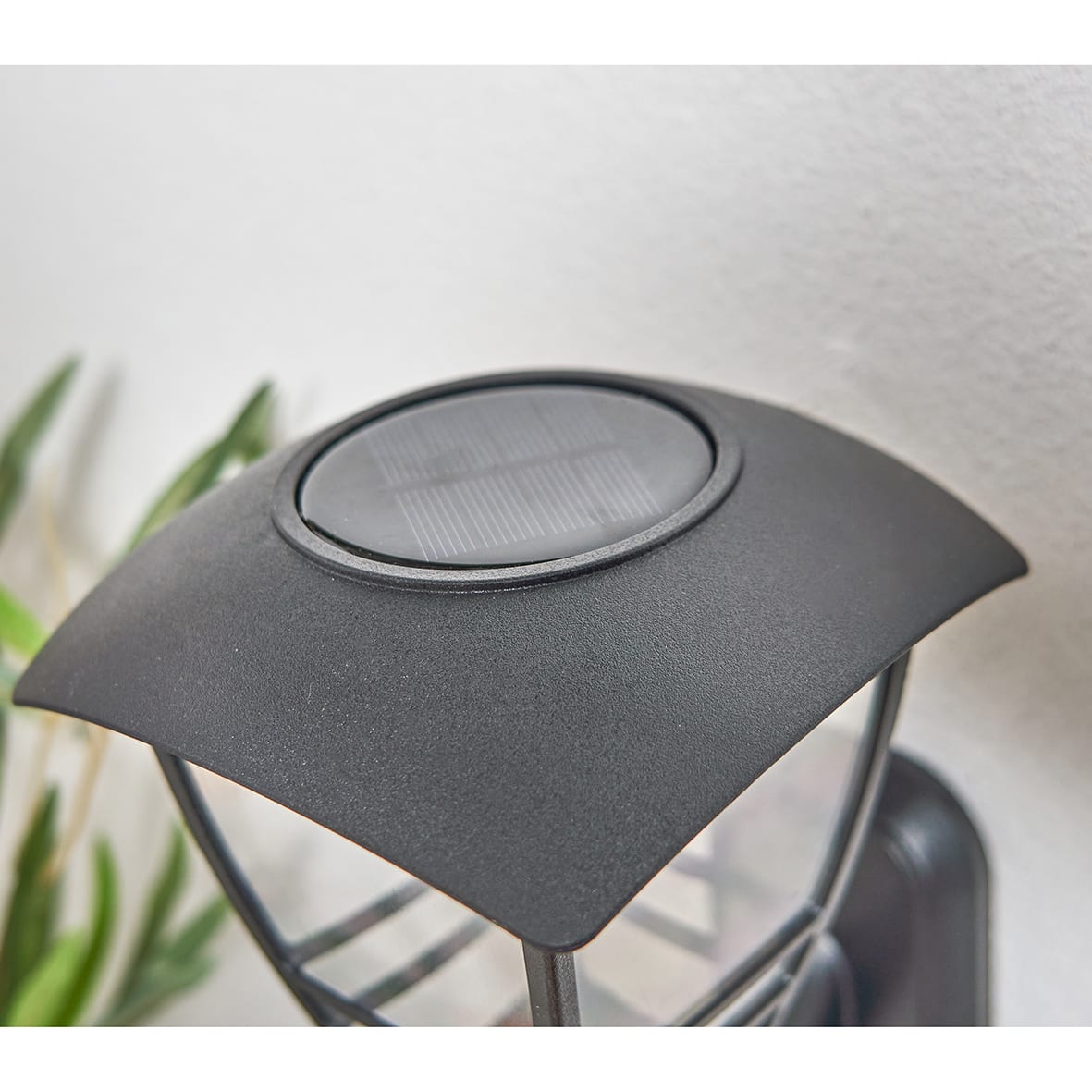 Forum Zink Cadeby LED Solar Outdoor Wall Lantern Light - IP44 - 3000K Warm White - Black - view 6