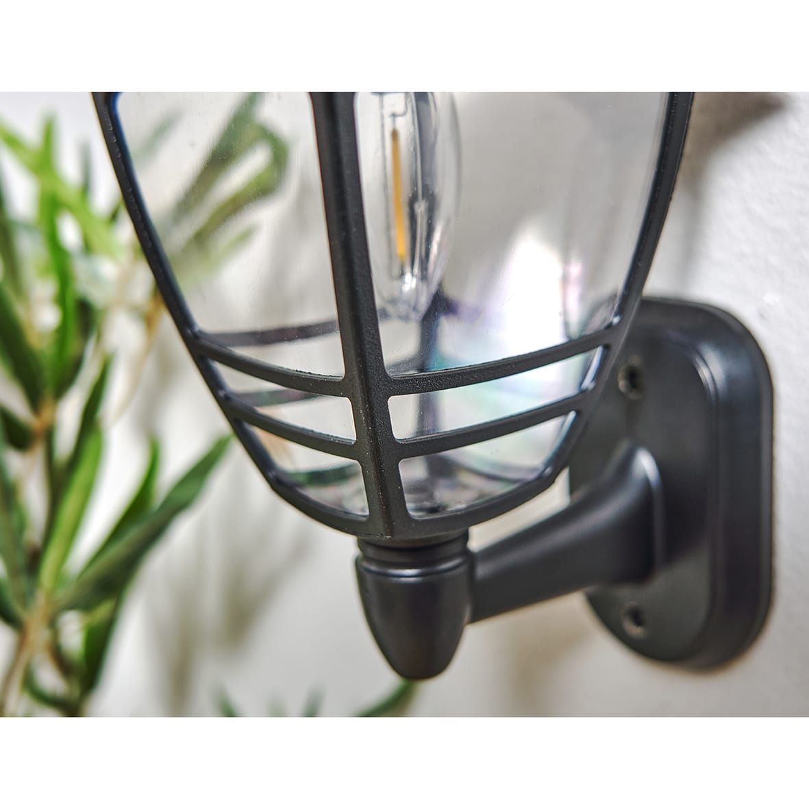 Forum Zink Cadeby LED Solar Outdoor Wall Lantern Light - IP44 - 3000K Warm White - Black - view 7