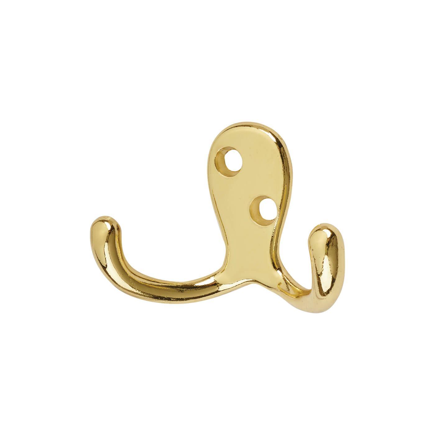 Diecast Double Coat Hook - 70 x 20mm - Polished Brass - Pack of 10 - view 2