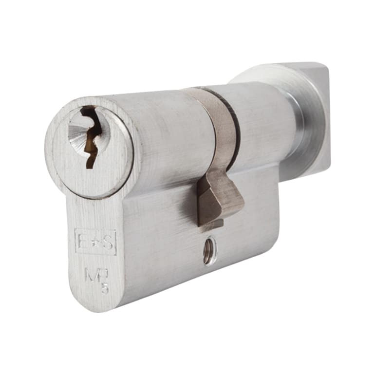 5 Pin 60mm Euro Thumbturn Cylinder - 30mm Turn + 30mm - Satin Chrome - Keyed to Differ - view 2