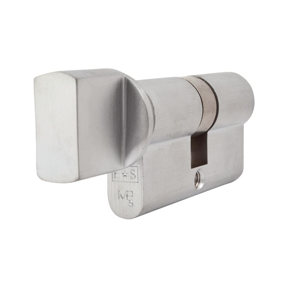 5 Pin 60mm Euro Thumbturn Cylinder - 30mm Turn + 30mm - Satin Chrome - Keyed to Differ - view 3