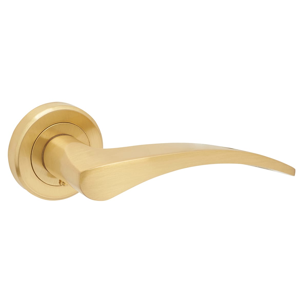 Brass Satin Brass Door Handles on Round Rose - Olivier Range - view 2