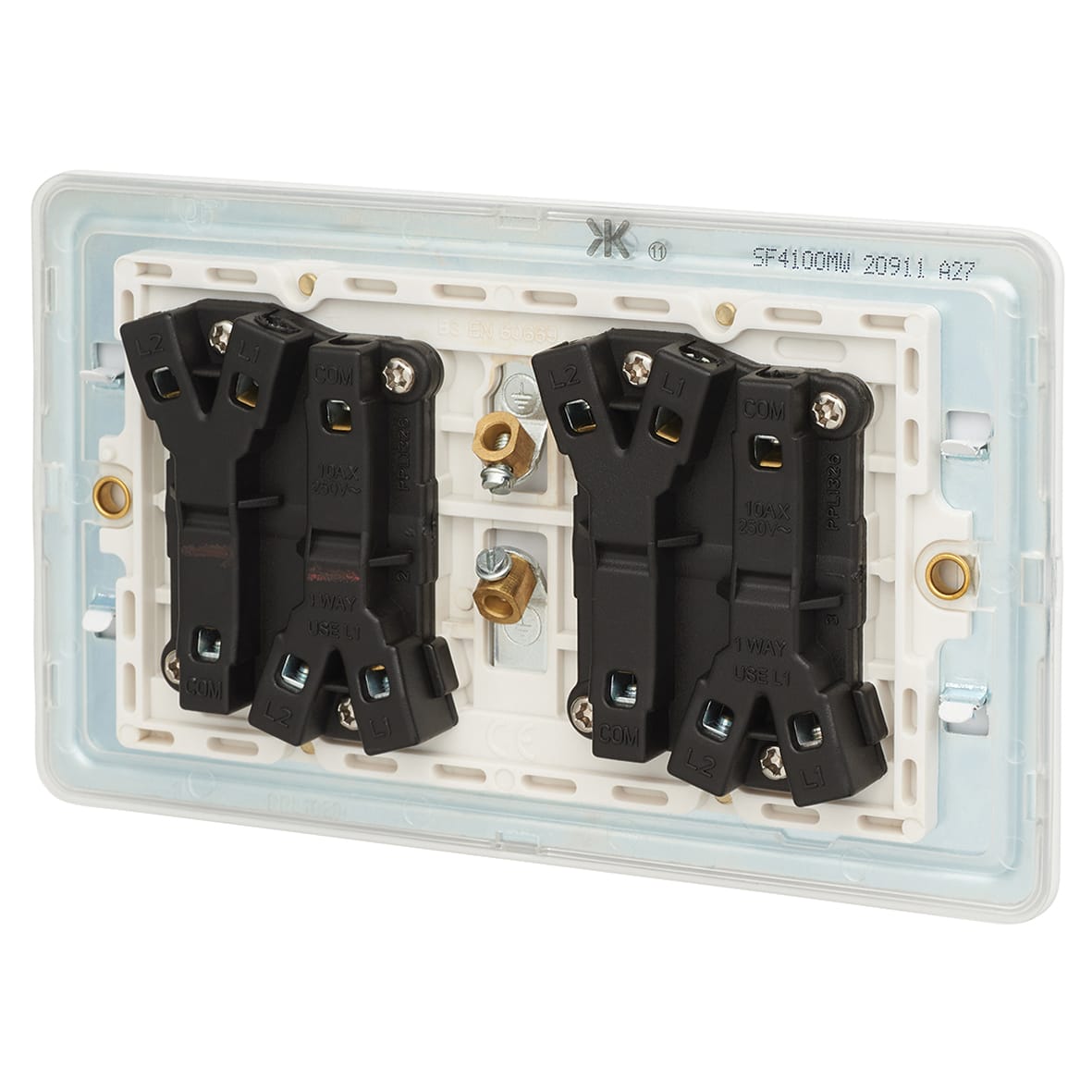 10AX 4 Gang Screwless Flat Plate Light Switch - Matt White - view 2
