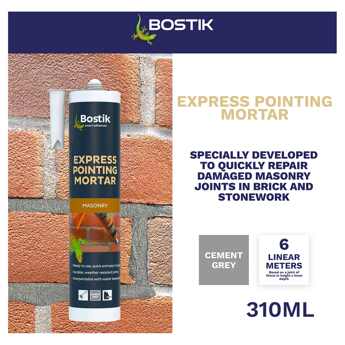 Express Pointing Mortar - 310ml - Cement Grey - view 2