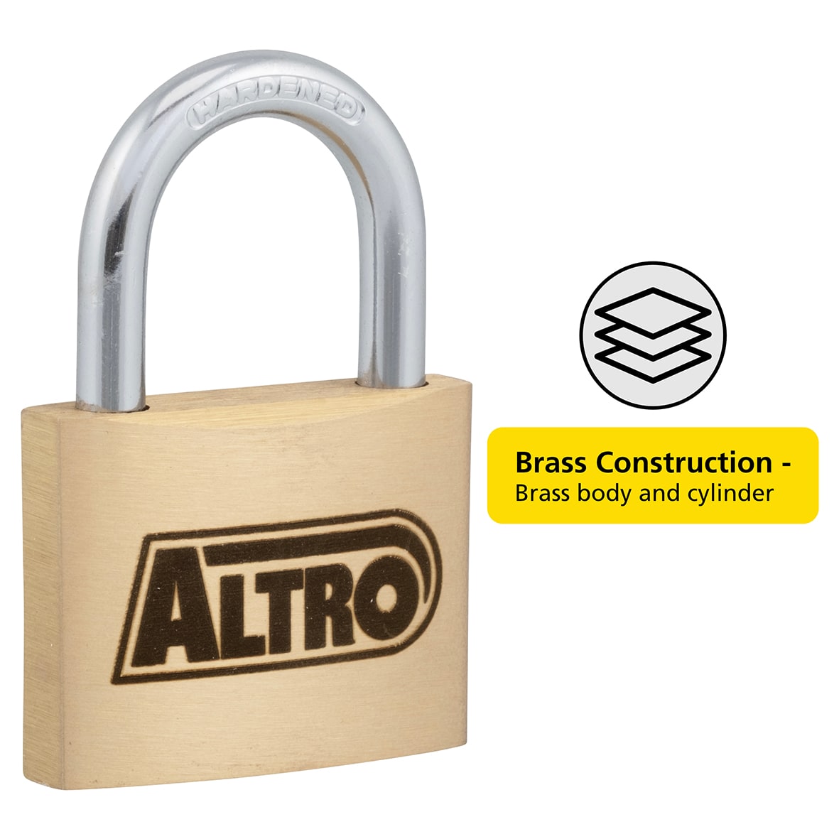 Solid Brass Padlock - 60mm Body - 32 x 31.5mm Shackle - Keyed to Differ - view 2
