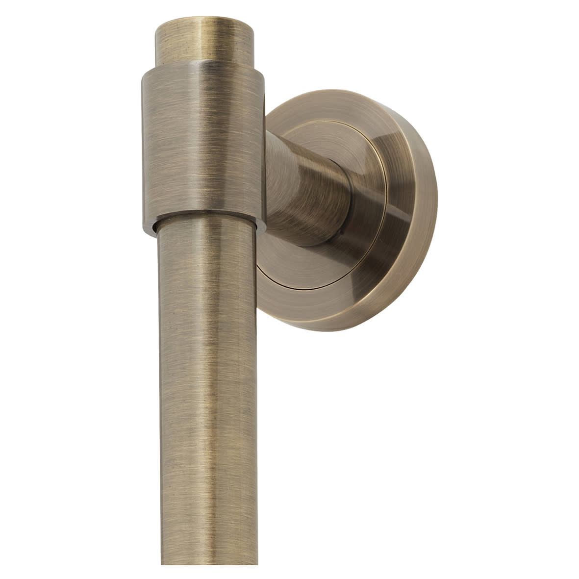 Antique Brass 20mm T-Bar Door Pull Handle on Rose - Screw Fix - 300mm Centres - view 2