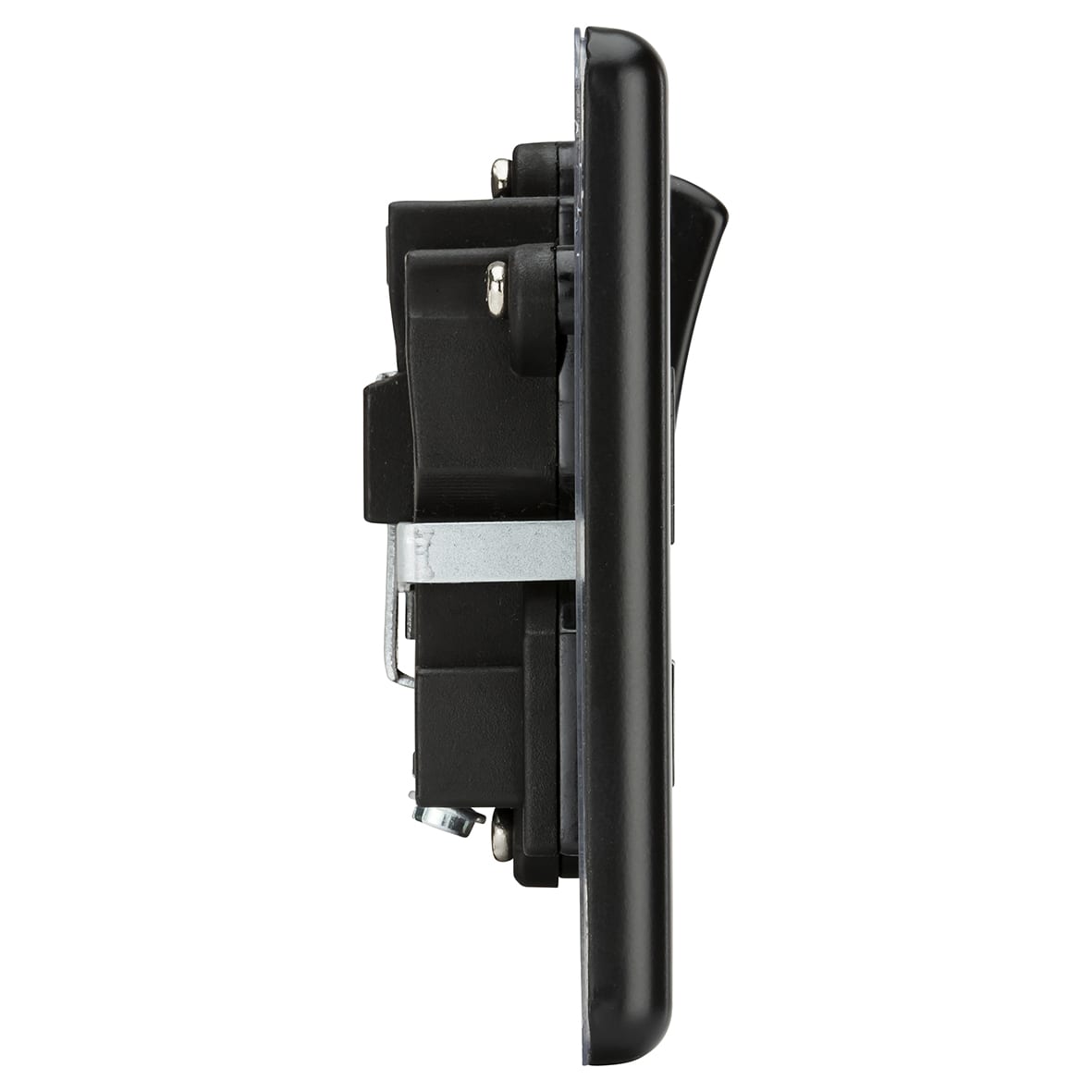 13A 1 Gang Round Edge Double Pole Switched Socket - Matt Black with Black Insert - view 2