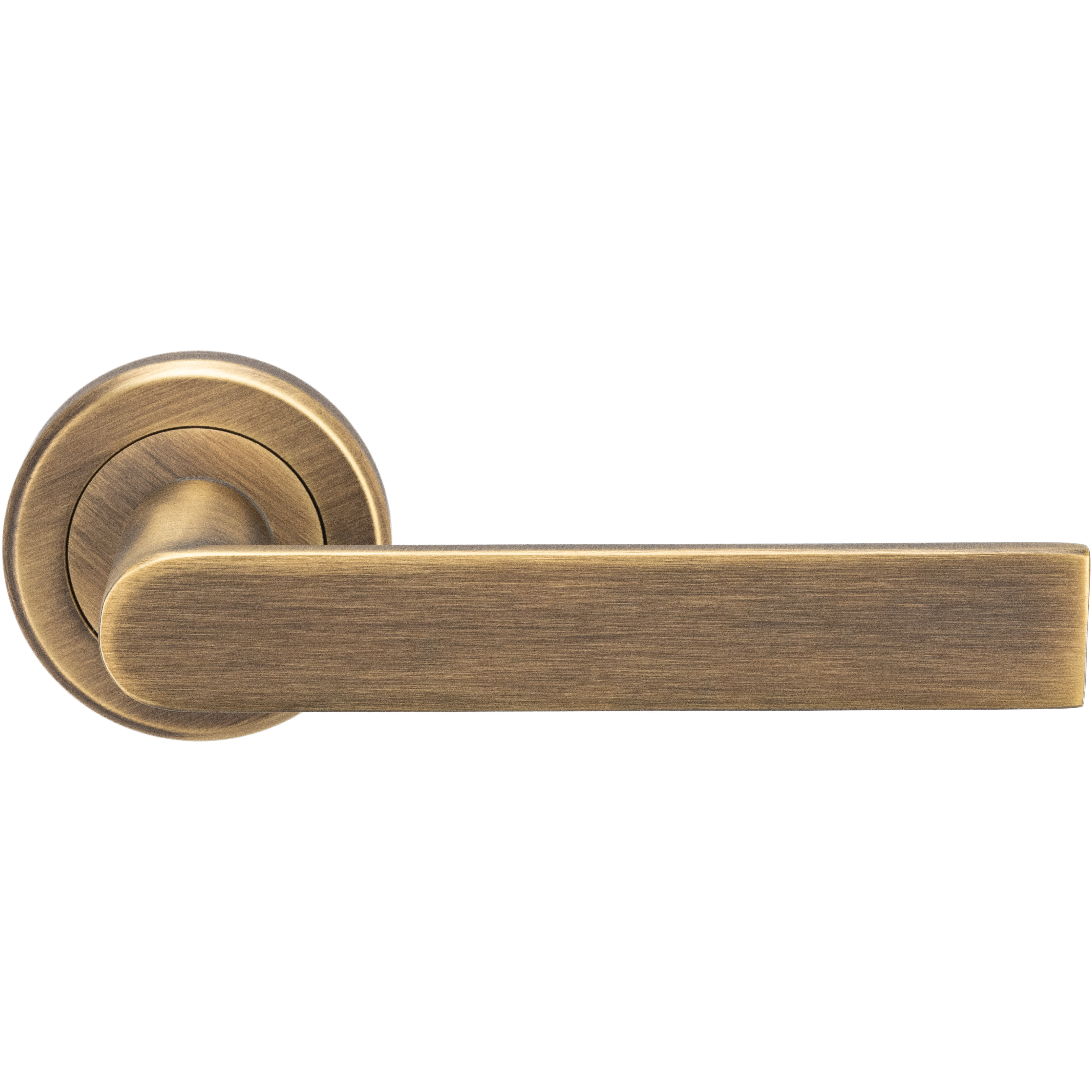 Brass Antique Brass Door Handles on Round Rose - Edge Range - view 4
