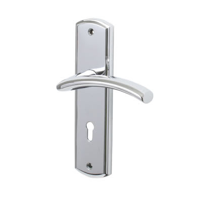 Marcus Polished Chrome Keyhole Lock Door Handles - Centaur Range - 189 x 48mm - view 2