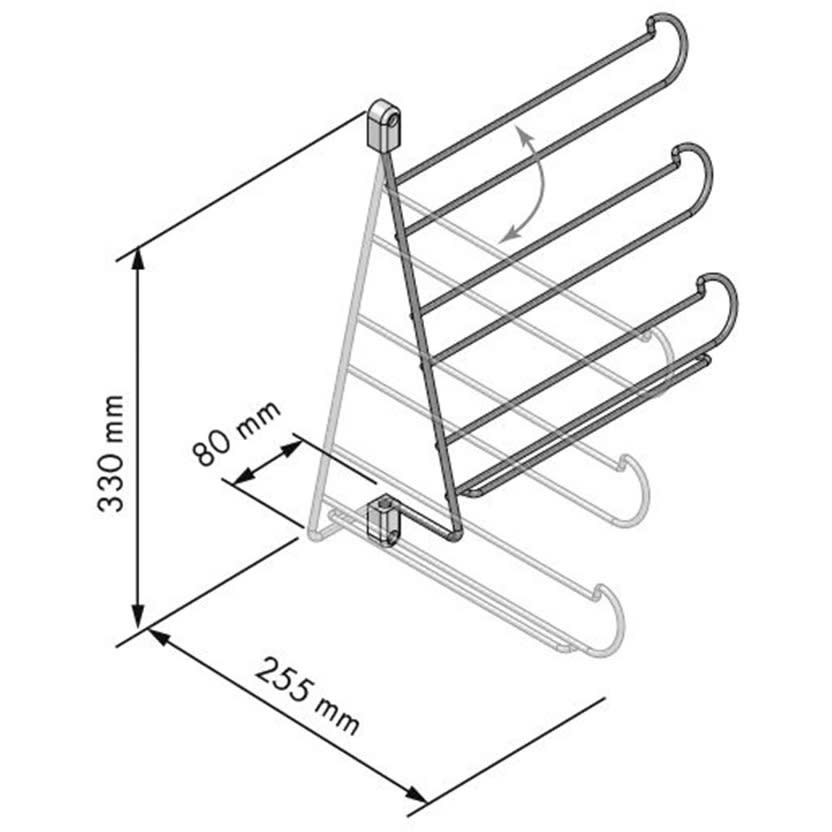Swivel Belt / Tie Rail - 330 x 225 x 80mm - Chrome - view 3