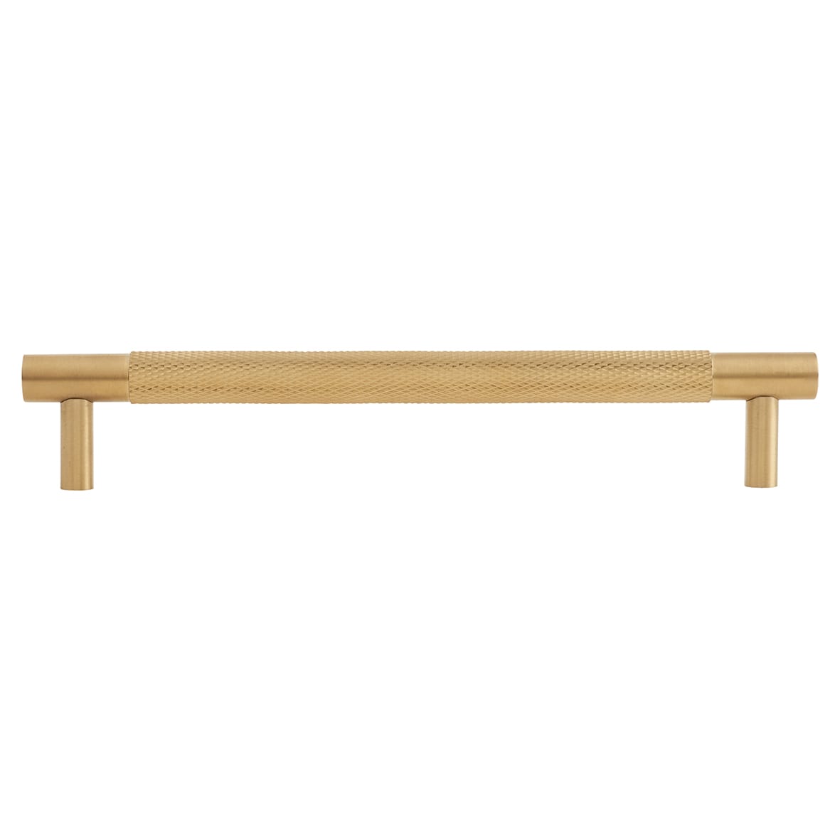 Brunel 13mm Knurled T-Bar Cabinet Pull Handle - 160mm Centres - PVD Satin Brass - view 2