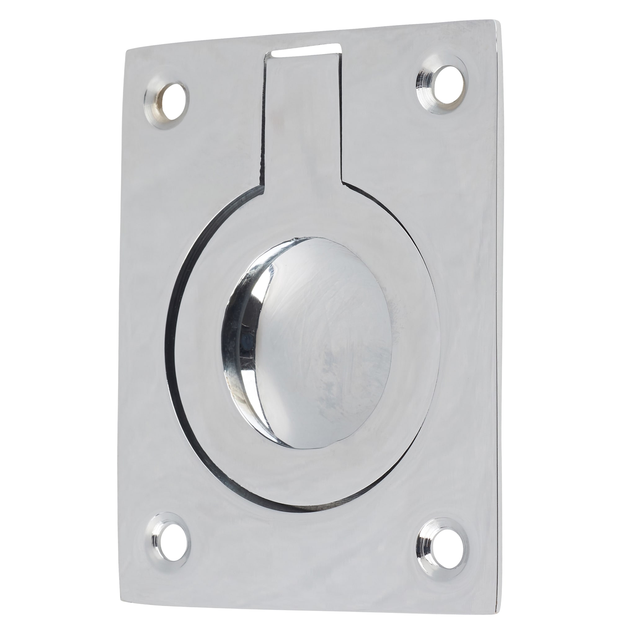Rectangular Flush Ring Cabinet Pull Handle - 63 x 50mm - Polished Chrome - view 2
