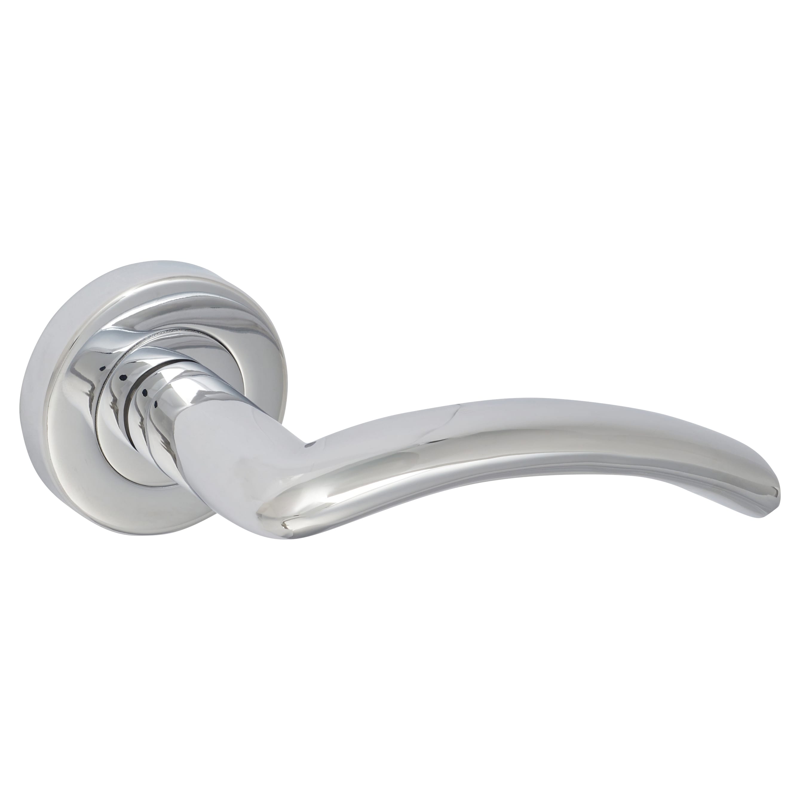 Marcus Polished Chrome Latch Door Handles on Rose Pack - Centaur Range - view 3