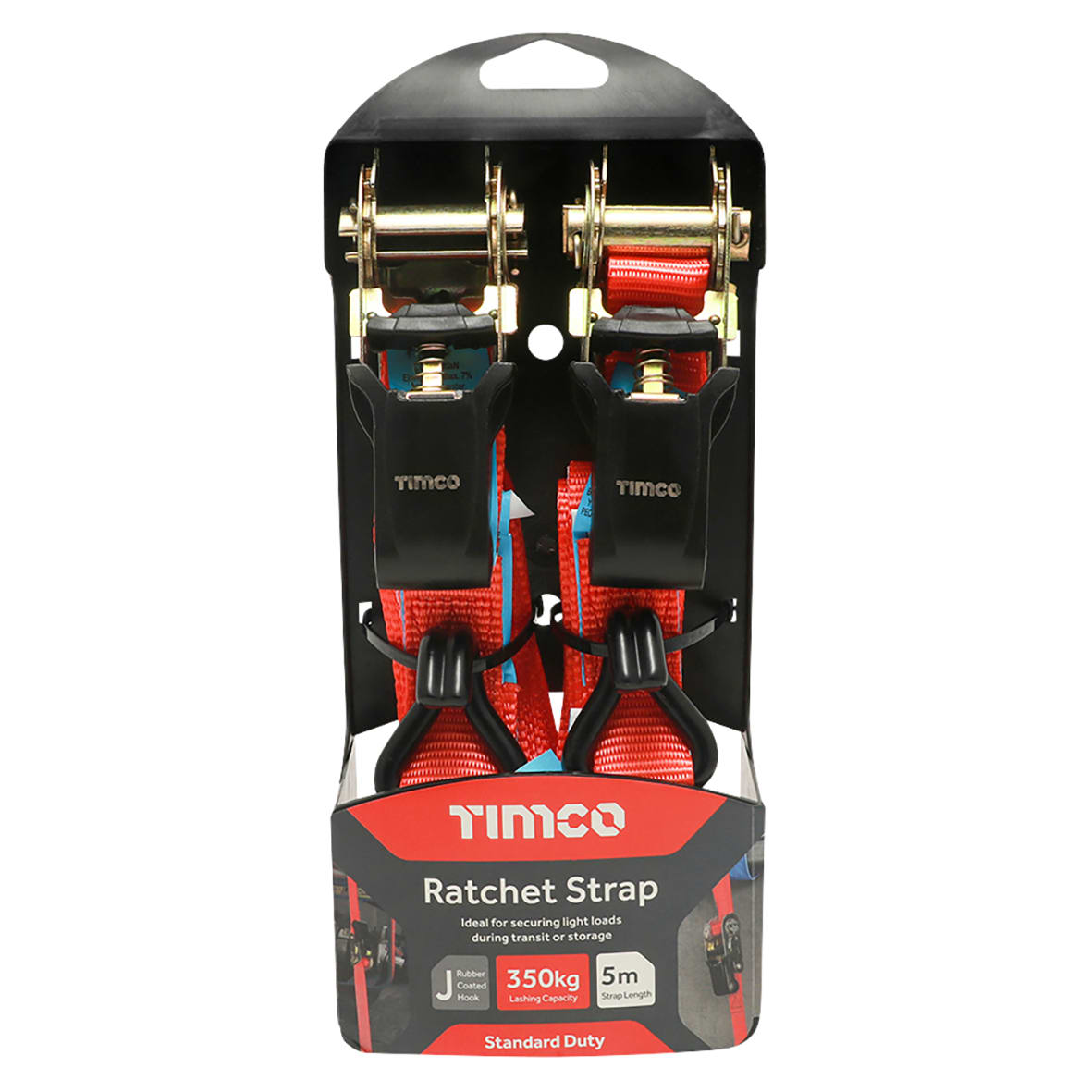 J Hook Ratchet Straps - Standard Duty - 5m x 25mm - Pack of 2 - view 2