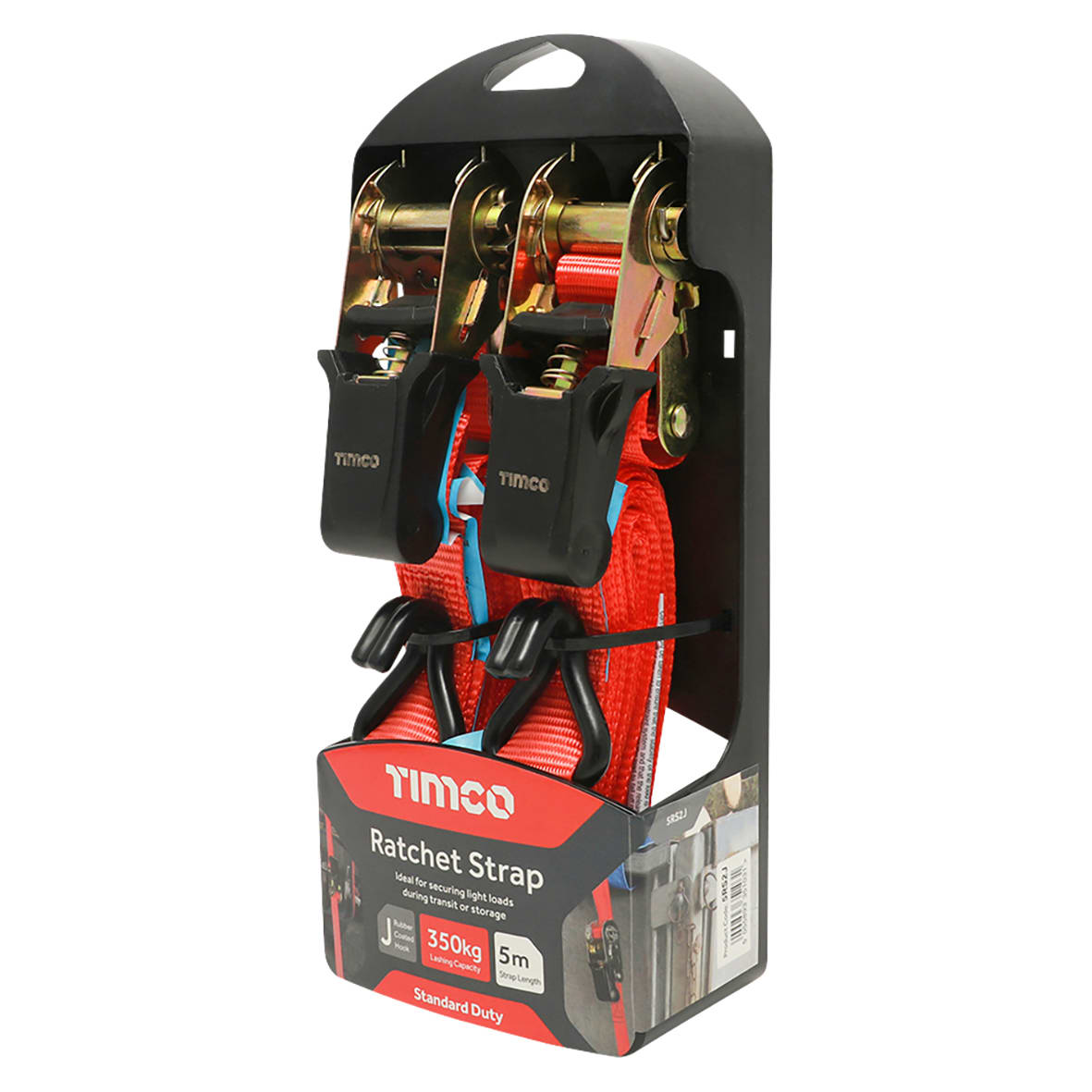 J Hook Ratchet Straps - Standard Duty - 5m x 25mm - Pack of 2 - view 3
