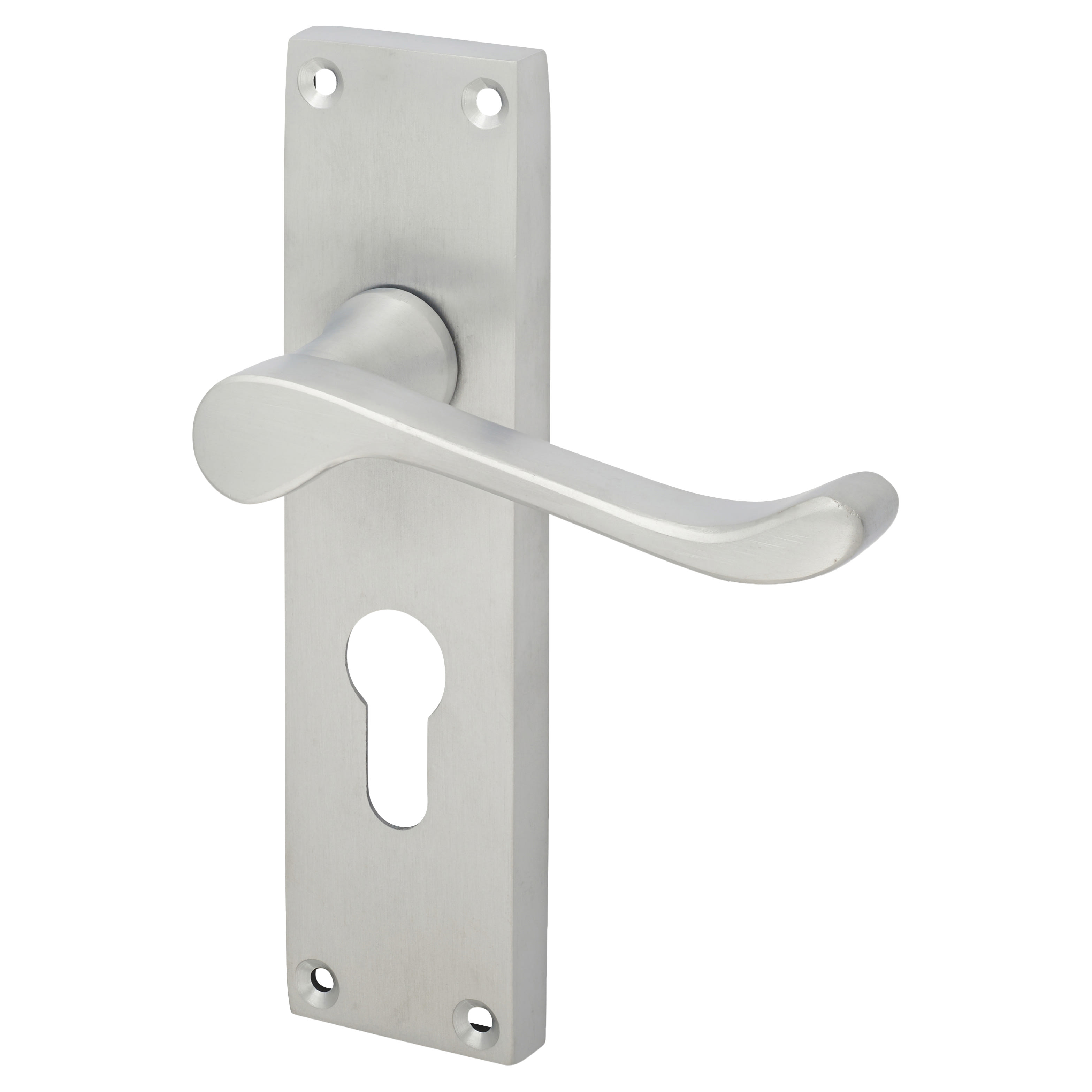 Satin Chrome Victorian Scroll Euro Lock Door Handles - 155 x 42mm - view 2