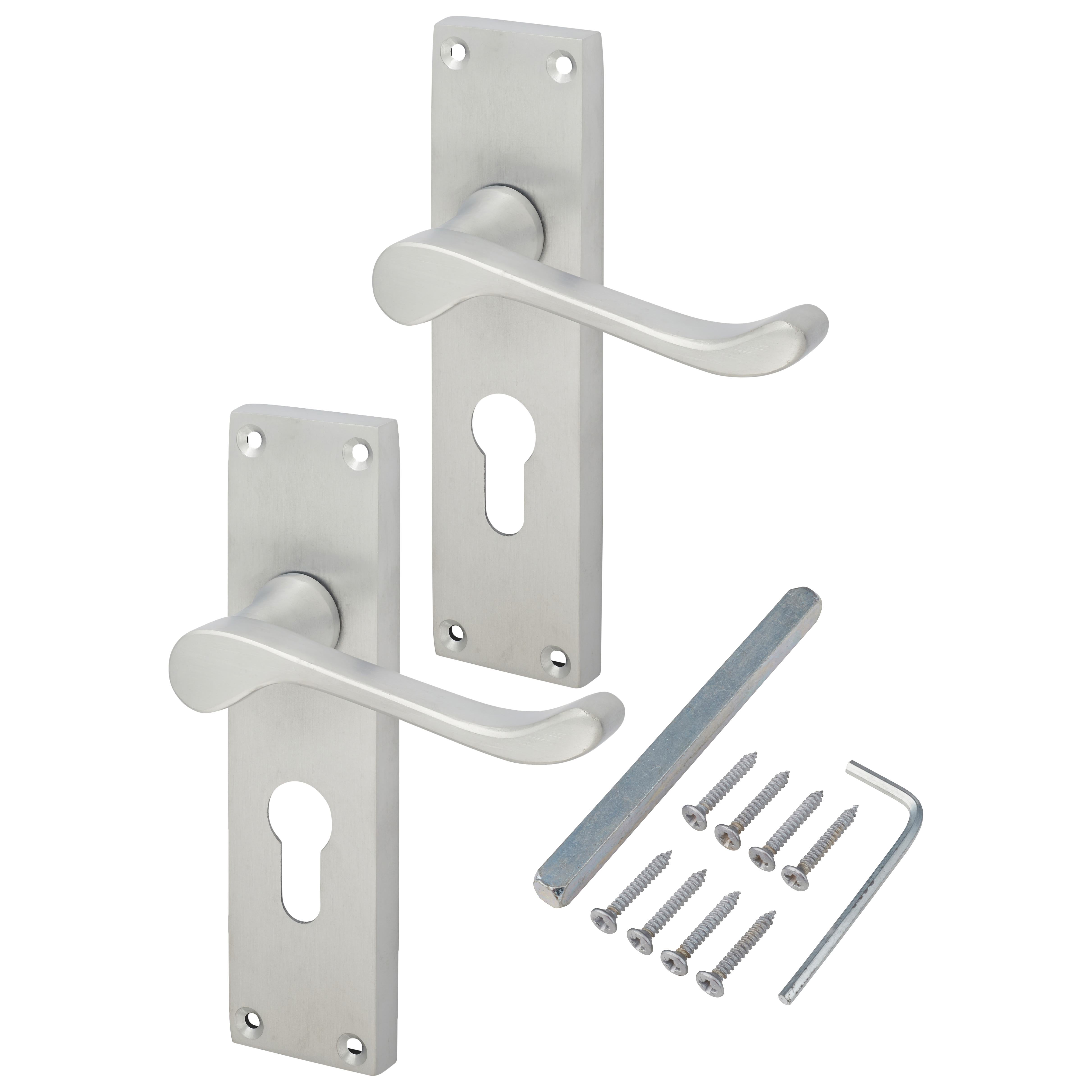 Satin Chrome Victorian Scroll Euro Lock Door Handles - 155 x 42mm - view 3