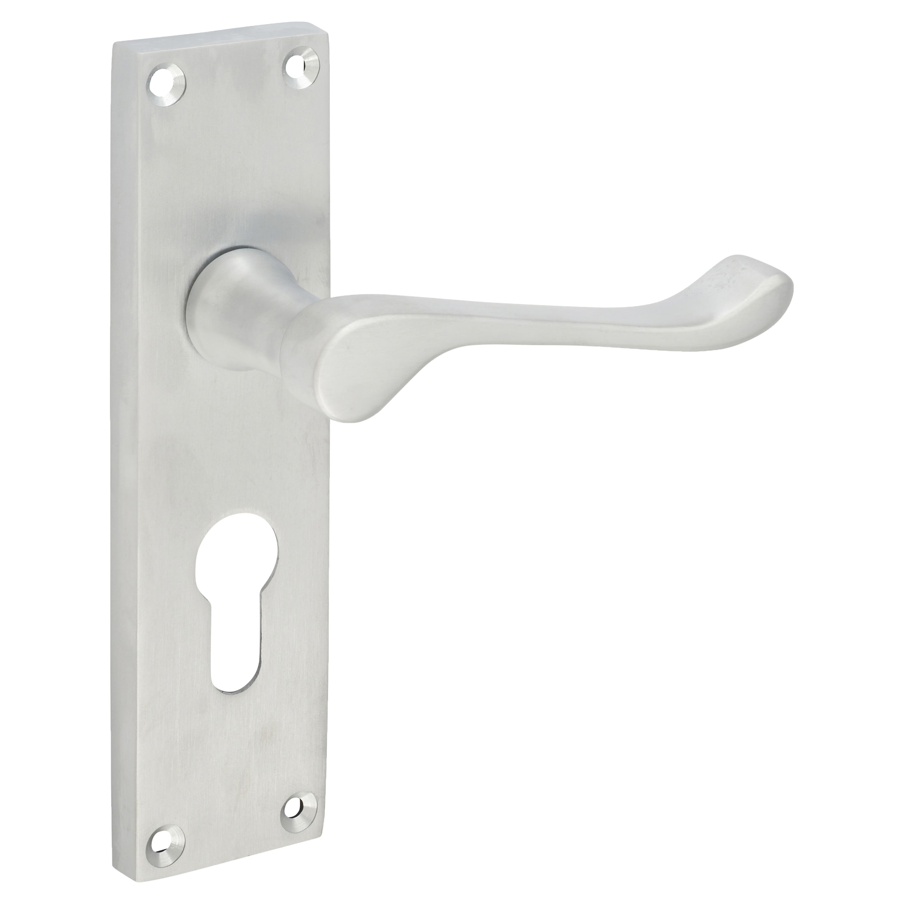 Satin Chrome Victorian Scroll Euro Lock Door Handles - 155 x 42mm - view 4