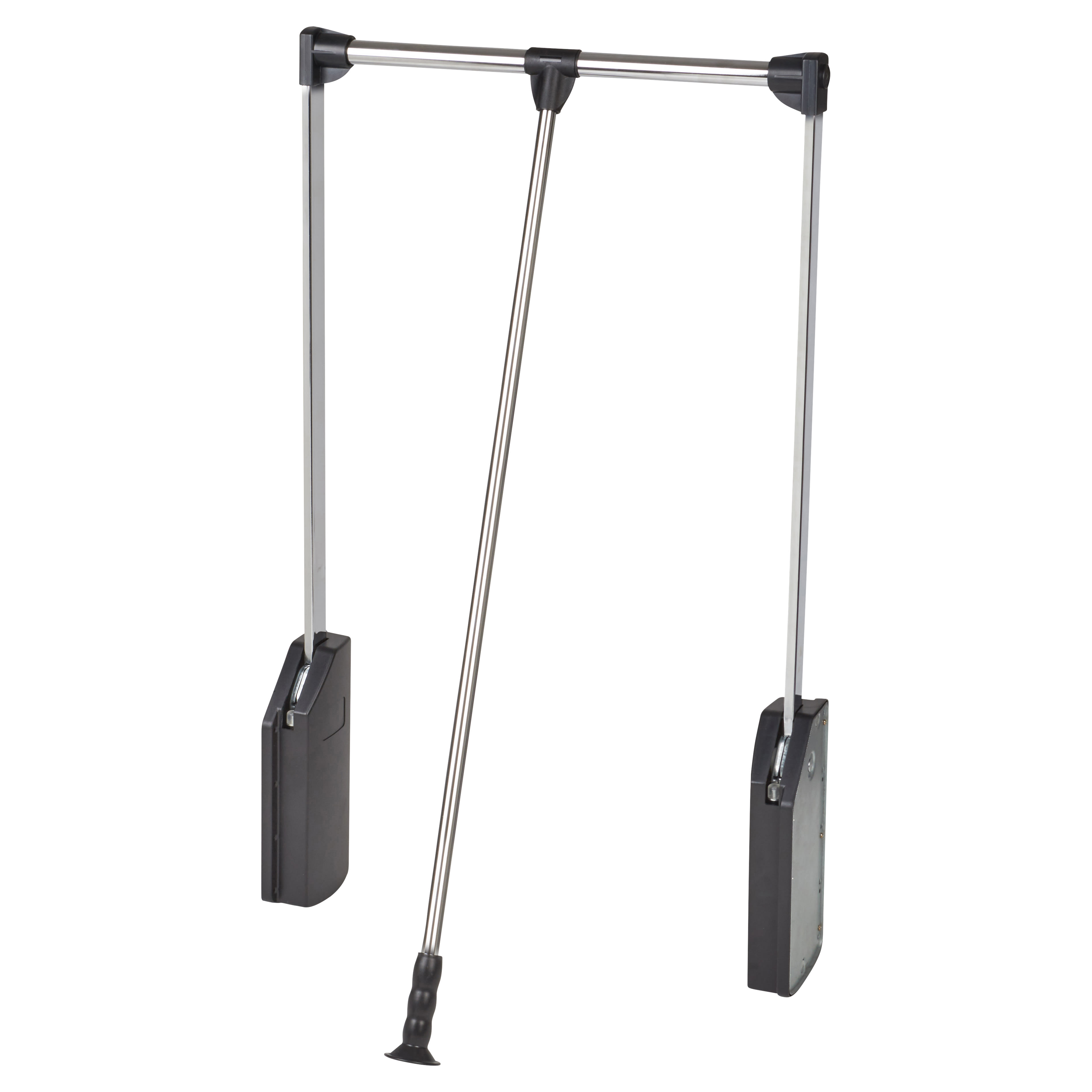 Double Pull Down Soft Close Wardrobe Rail Lift - 450-600mm - Max Weight 12kg - Black/Chrome - view 2