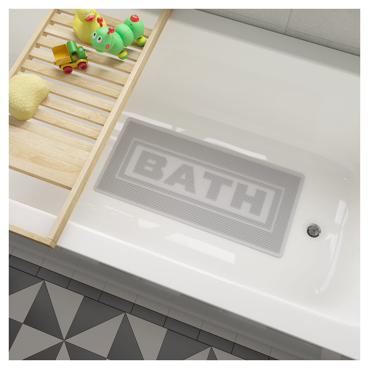 Rubber Bath Mat - 740 x 340mm - Grey - view 5