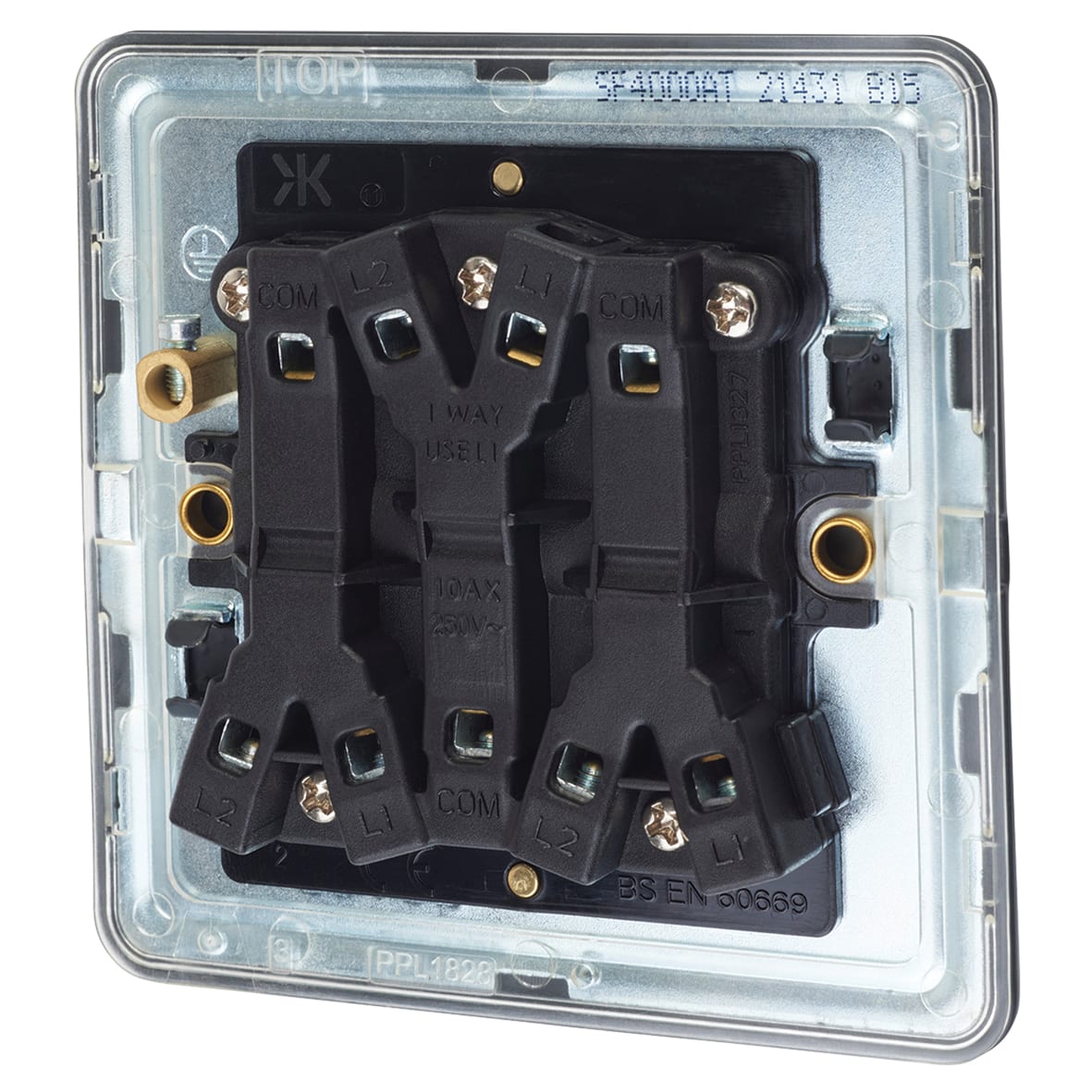 10AX 3 Gang Screwless Flat Plate Light Switch - Anthracite Grey - view 2