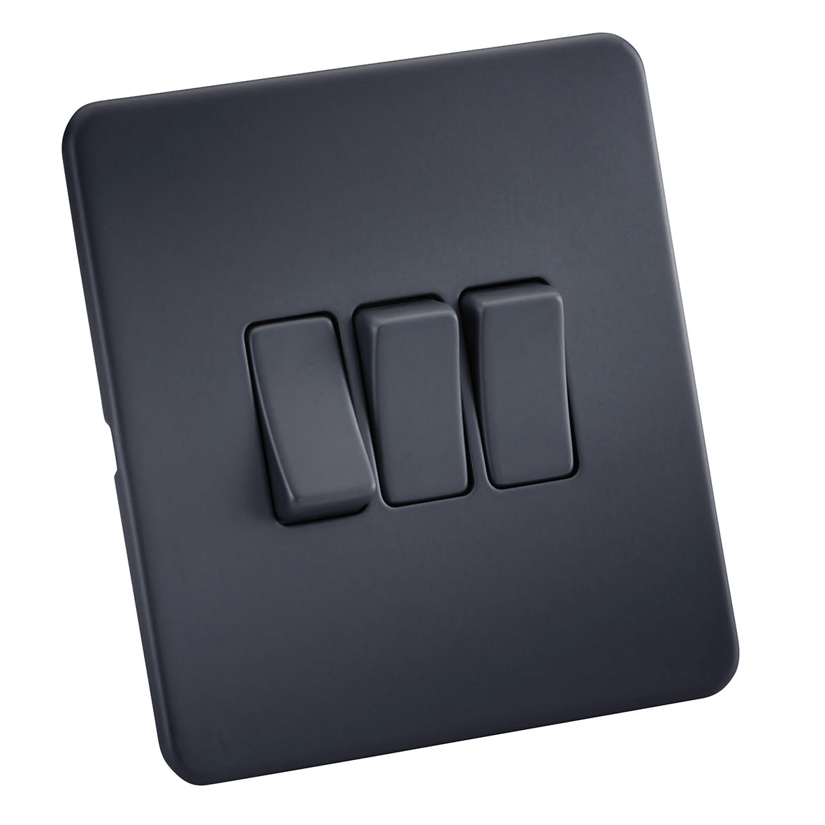 10AX 3 Gang Screwless Flat Plate Light Switch - Anthracite Grey - view 4