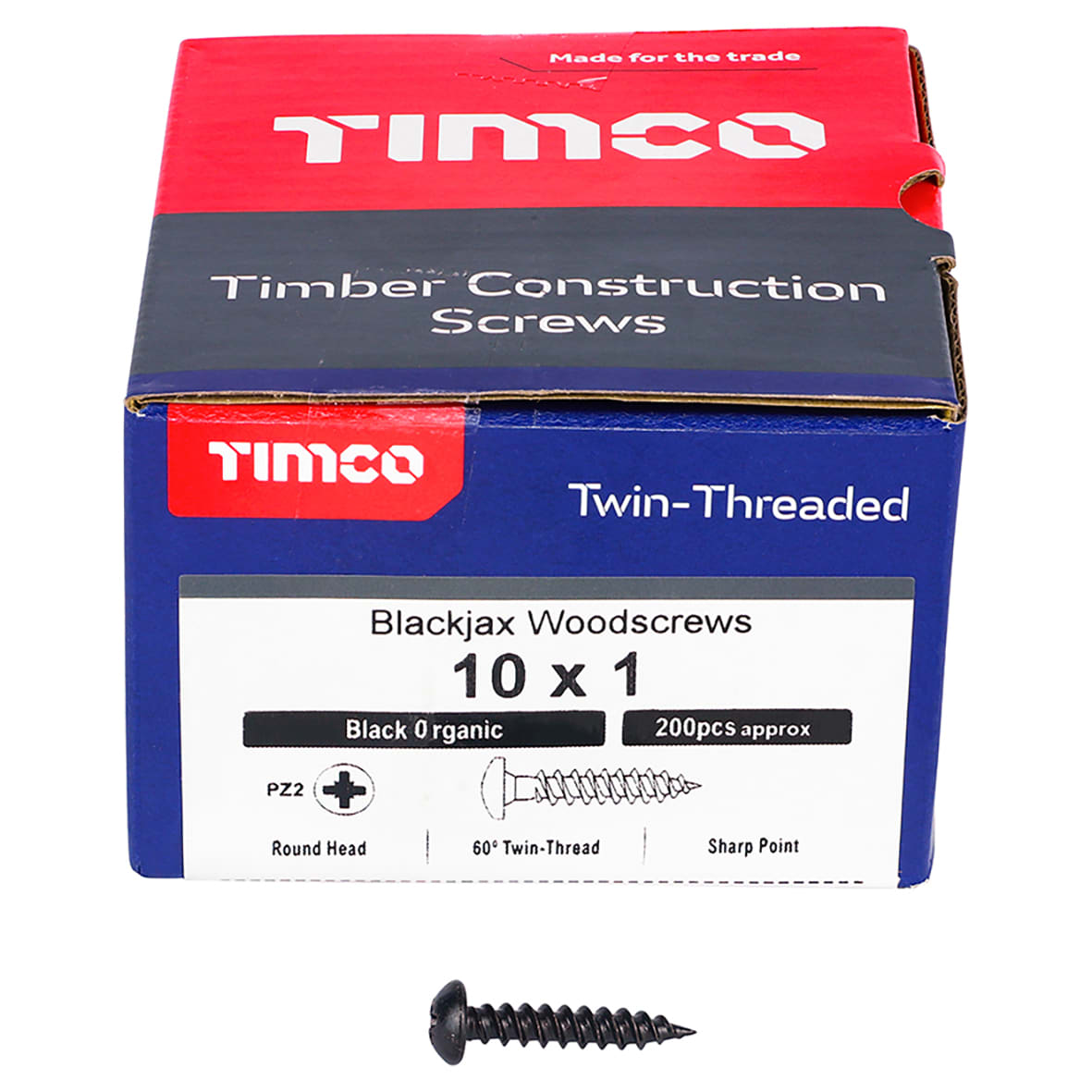 Blackjax Pozi Round Head Wood Screws - 10 x 1" - Exterior Black Organic - Pack of 200 - view 2