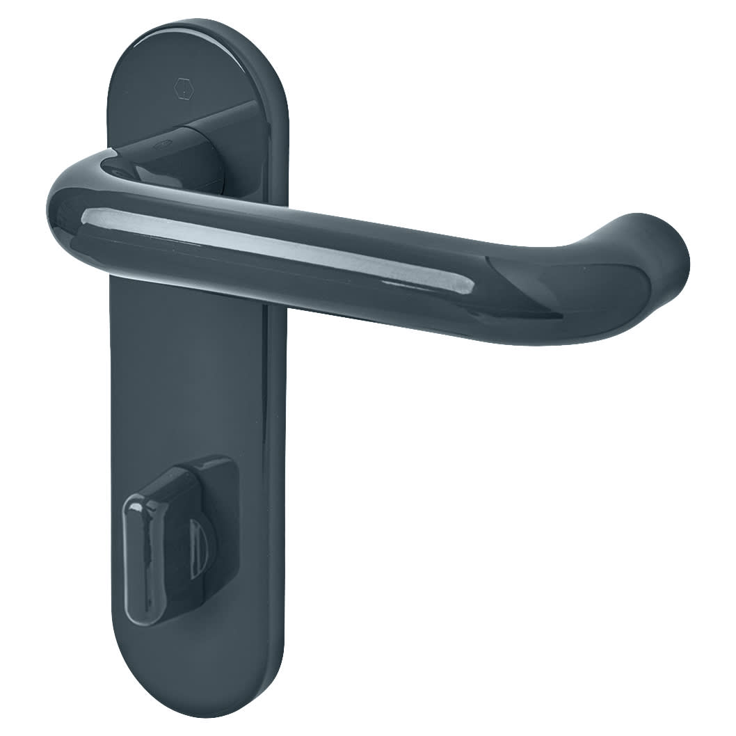 Anthracite Grey Nylon Steel Core Safety Bathroom Door Handles - 78mm c/c - Paris Range - view 2