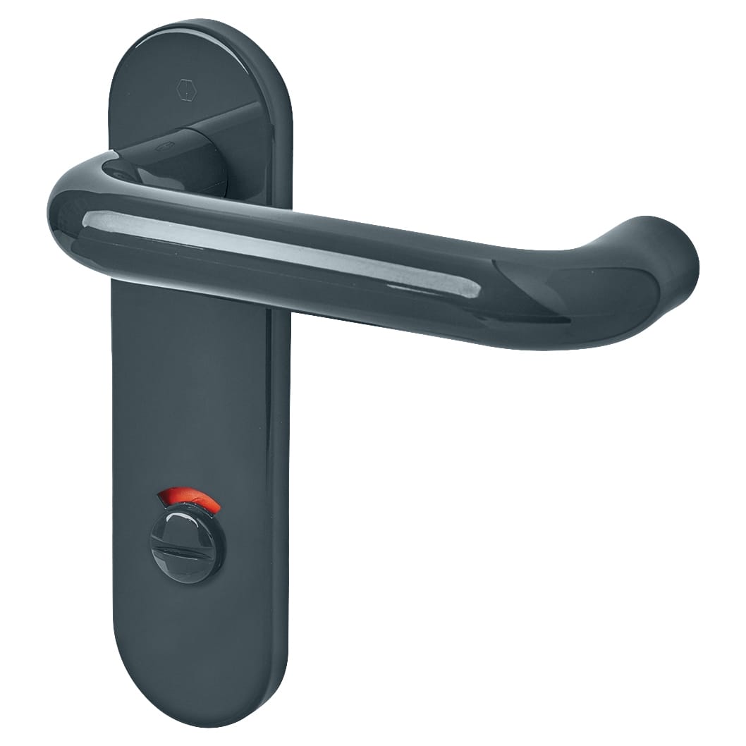 Anthracite Grey Nylon Steel Core Safety Bathroom Door Handles - 78mm c/c - Paris Range - view 3