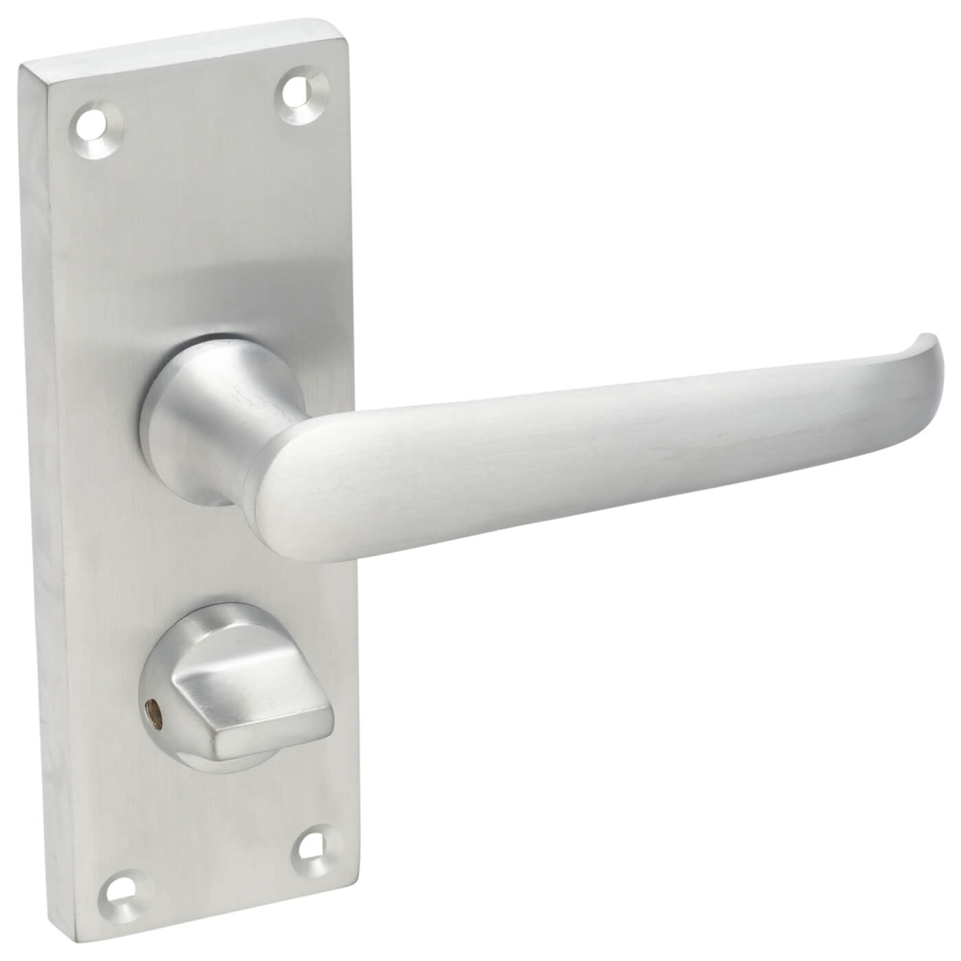 Satin Chrome Victorian Straight Privacy Door Handles - Short Plate - 118 x 42mm - view 5