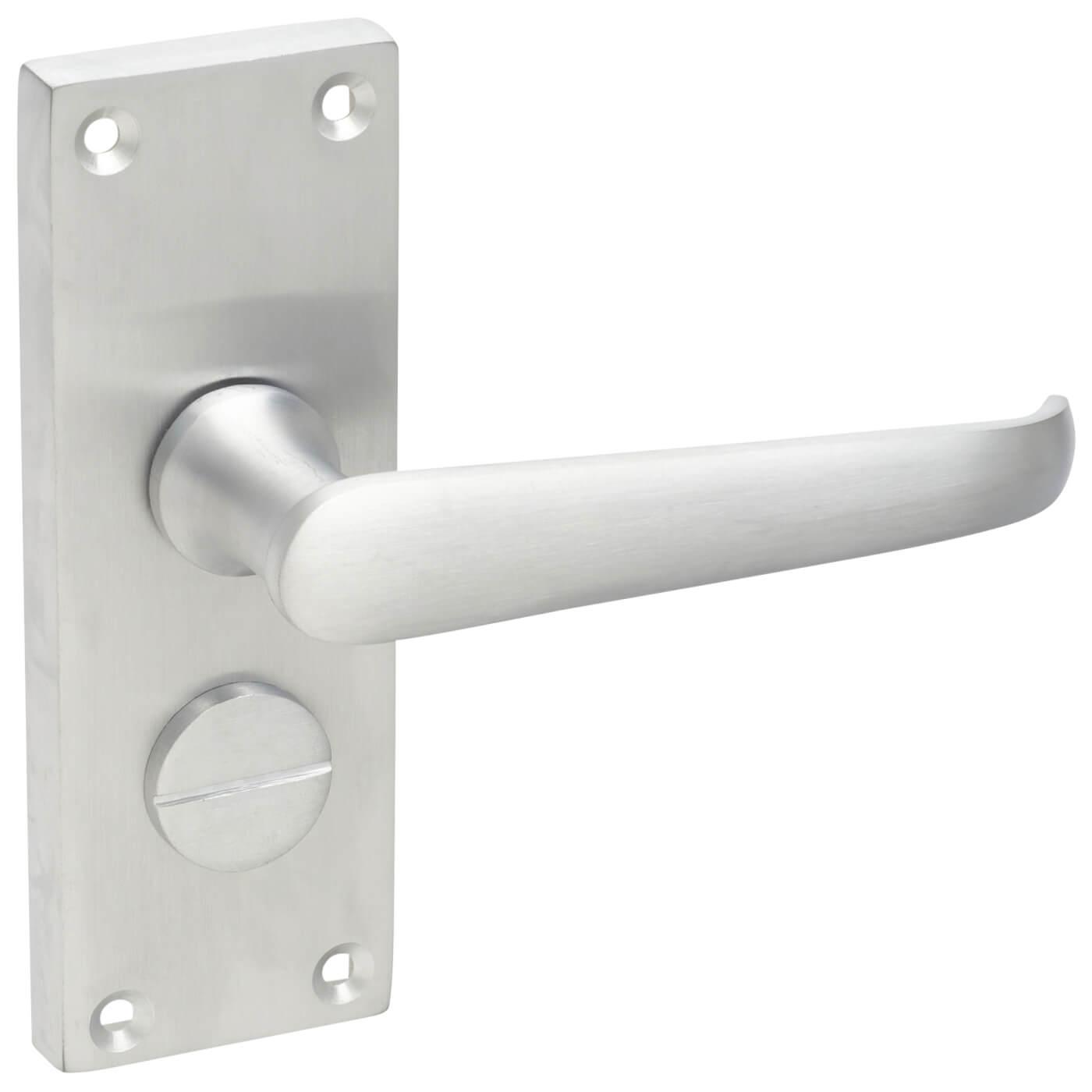 Satin Chrome Victorian Straight Privacy Door Handles - Short Plate - 118 x 42mm - view 6