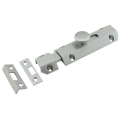 French Door Bolt/Flat Section Bolt - 100 x 36mm - Satin Chrome - view 2