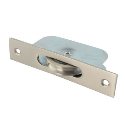 Square Ball Bearing Sash Window Pulley - 44mm Curved Metal Wheel - Satin Nickel - view 2