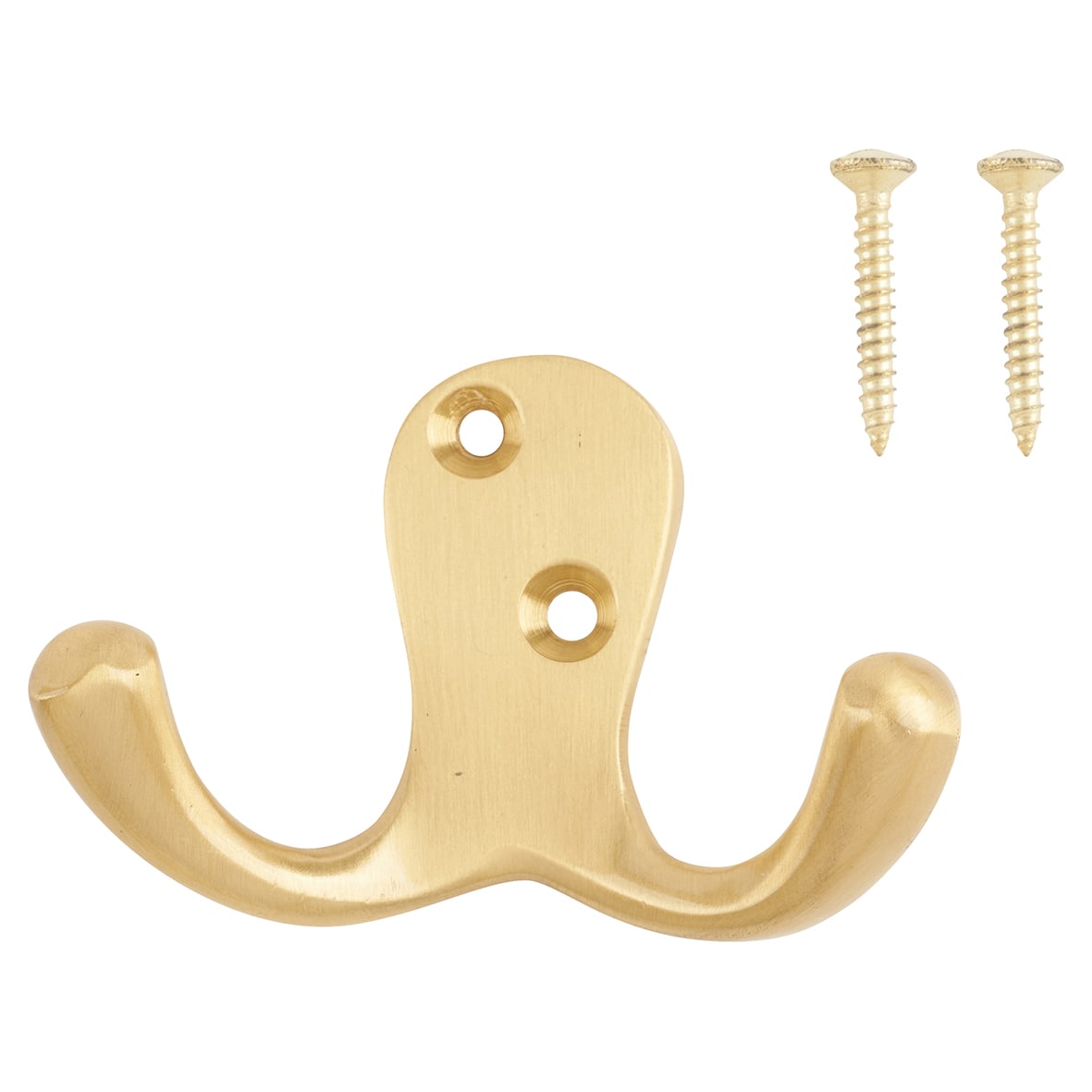 Solid Brass Double Coat Hook - 70 x 43mm - Satin Brass - view 3