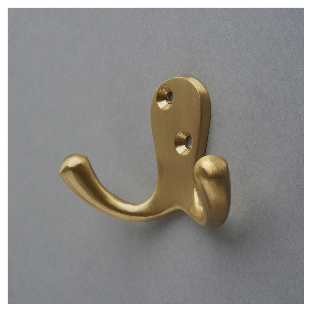 Solid Brass Double Coat Hook - 70 x 43mm - Satin Brass - view 4