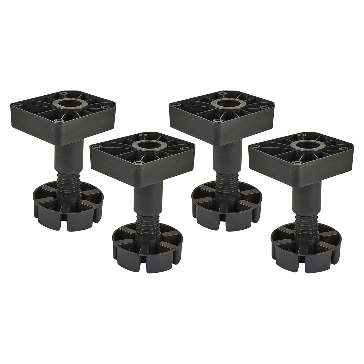 Square Adjustable Cabinet Furniture Plinth Legs - 105-150mm - Plastic - Pack of 4 - view 2
