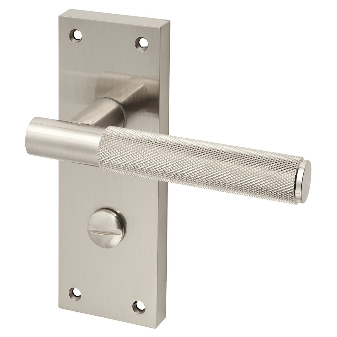 Satin Nickel Knurled Bathroom Door Handles - Remi Range - 155 x 55mm - view 2