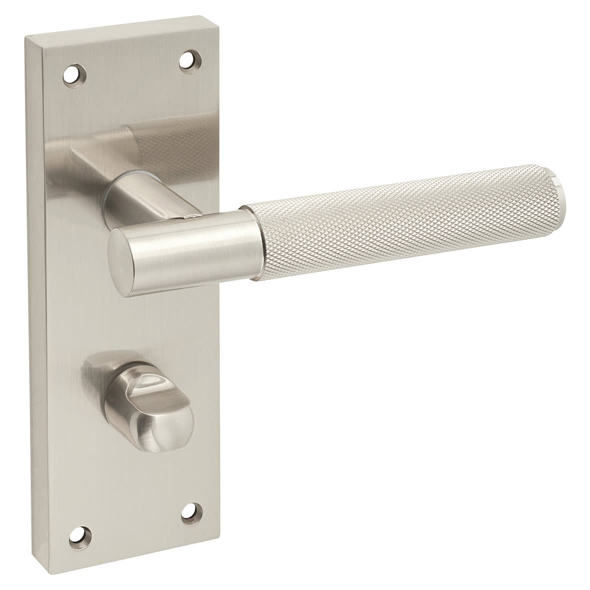 Satin Nickel Knurled Bathroom Door Handles - Remi Range - 155 x 55mm - view 3